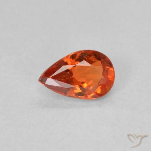 0.46ct Naturale Arancione rossastra Zaffiro, Forma a pera, VVS-VS
