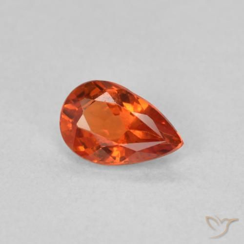Zaffiro Arancione rossastra naturale da 0.46 ct, Forma a pera, VVS-VS