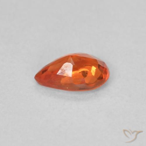 Zaffiro Arancione rossastra naturale da 0.46 ct, Forma a pera, VVS-VS