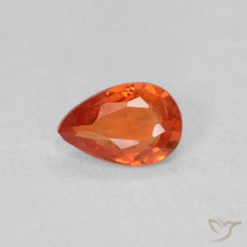 0.40ct Naturale Arancione rossastra Zaffiro, Forma a pera, VS
