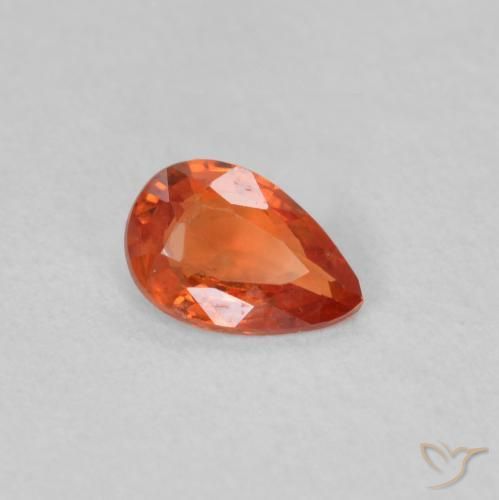 Zaffiro Arancione rossastra naturale da 0.40 ct, Forma a pera, VS
