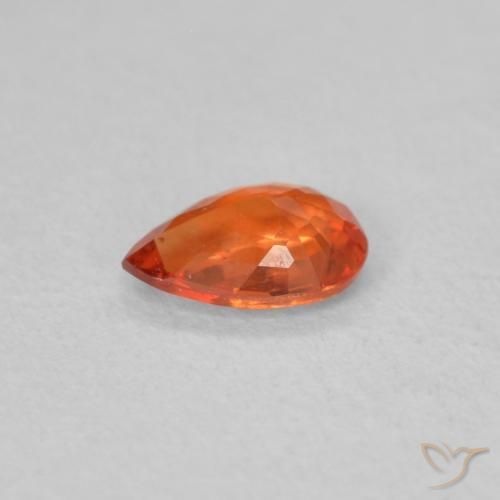 Zaffiro Arancione rossastra naturale da 0.40 ct, Forma a pera, VS