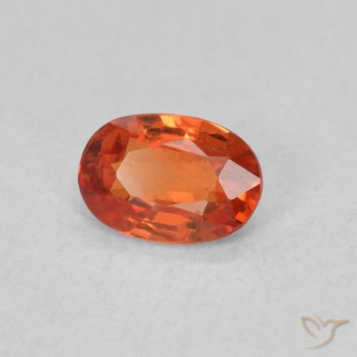 Zaffiro Arancione rossastra naturale da 0.54 ct, Ovale, VS