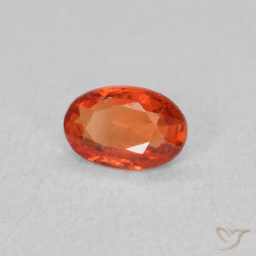Zaffiro Arancione rossastra naturale da 0.41 ct, Ovale, VVS-VS