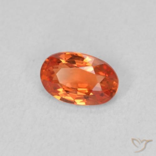 Zaffiro Arancione rossastra naturale da 0.53 ct, Ovale, VVS-VS
