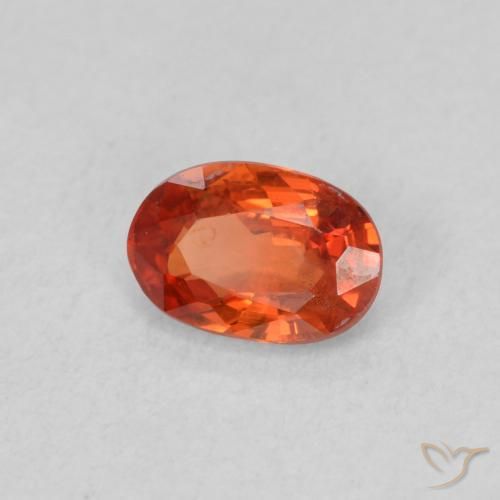 Zaffiro Arancione rossastra naturale da 0.57 ct, Ovale, VS