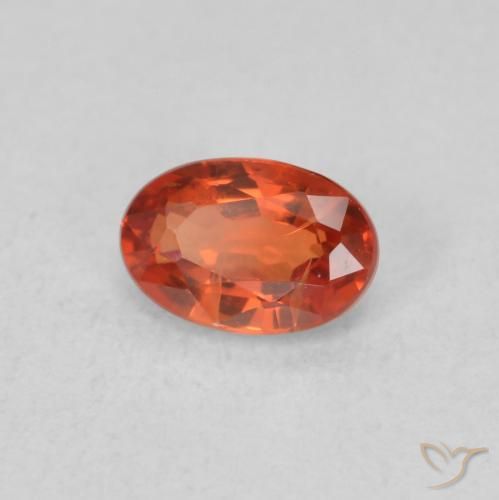 Zaffiro Arancione rossastra naturale da 0.71 ct, Ovale, VS