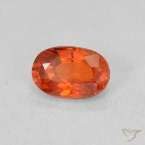 Zaffiro Arancione rossastra naturale da 0.75 ct, Ovale, VS