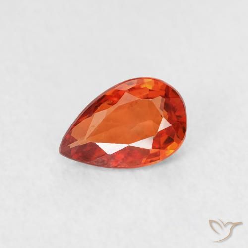 0.49ct Naturale Arancione rossastra Zaffiro, Forma a pera, VVS