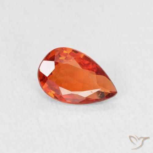Zaffiro Arancione rossastra naturale da 0.49 ct, Forma a pera, VVS