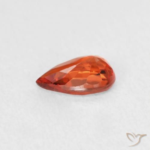Zaffiro Arancione rossastra naturale da 0.49 ct, Forma a pera, VVS