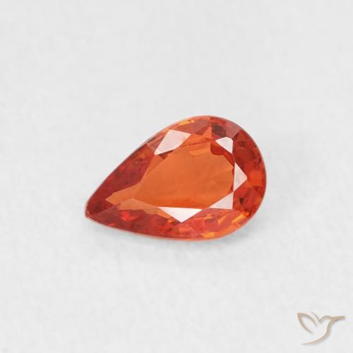 0.49ct Naturale Arancione rossastra Zaffiro, Forma a pera, VVS