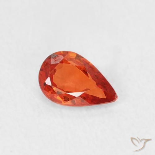 Zaffiro Arancione rossastra naturale da 0.49 ct, Forma a pera, VVS