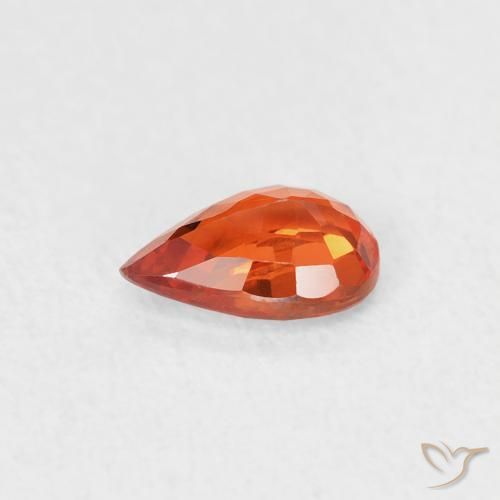 Zaffiro Arancione rossastra naturale da 0.49 ct, Forma a pera, VVS