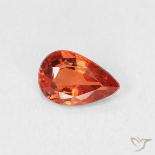 0.39ct Naturale Arancione rossastra Zaffiro, Forma a pera, VVS