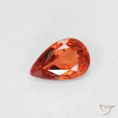 Zaffiro Arancione rossastra naturale da 0.39 ct, Forma a pera, VVS