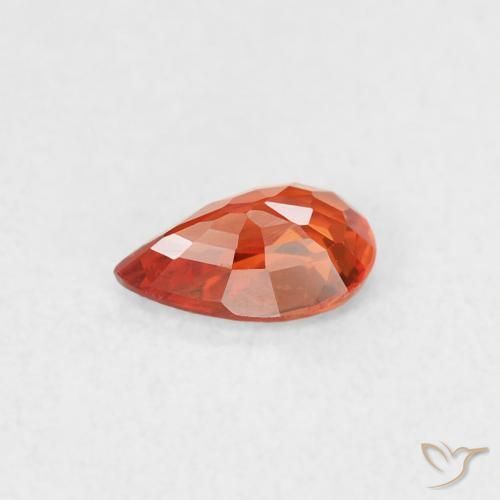 Zaffiro Arancione rossastra naturale da 0.39 ct, Forma a pera, VVS