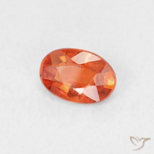 Zaffiro Arancione rossastra naturale da 0.53 ct, Ovale, VVS