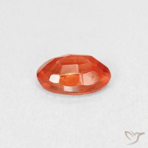 Zaffiro Arancione rossastra naturale da 0.53 ct, Ovale, VVS