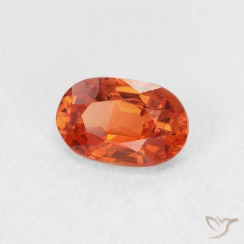 Zaffiro Arancione rossastra naturale da 0.71 ct, Ovale, VVS