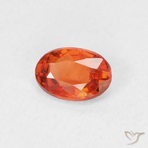 Zaffiro Arancione rossastra naturale da 0.53 ct, Ovale, VVS