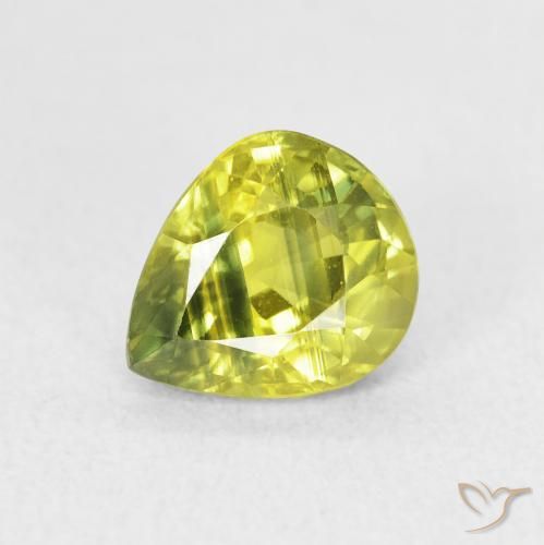 Zaffiro Giallo medio naturale da 1.99 ct, Forma a pera, VVS-VS