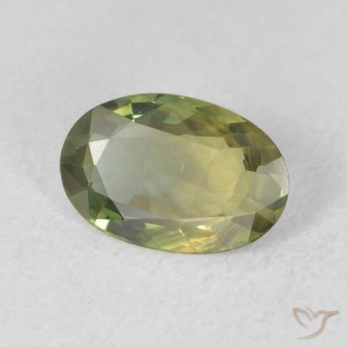 Zaffiro Verde giallastro naturale da 1.24 ct, Ovale, VVS