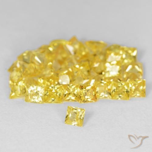 Gemme di Zaffiro Oro giallastro naturale da 6.89 ct, Quadrato, VS
