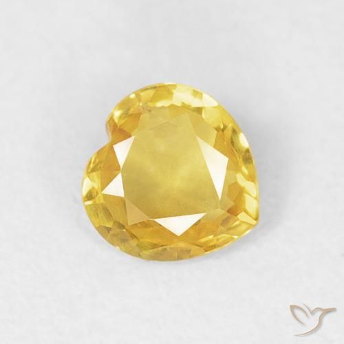 Zaffiro Giallo Toscana naturale da 0.39 ct, Cuore, VVS-VS