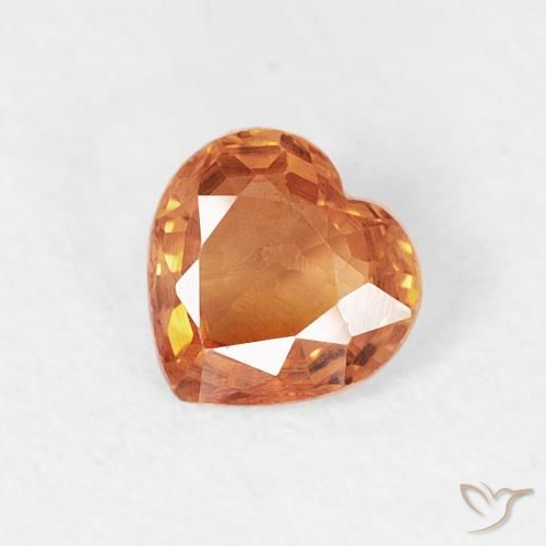 0.41ct Naturale Arancione Ambra Zaffiro, Cuore, VVS-VS