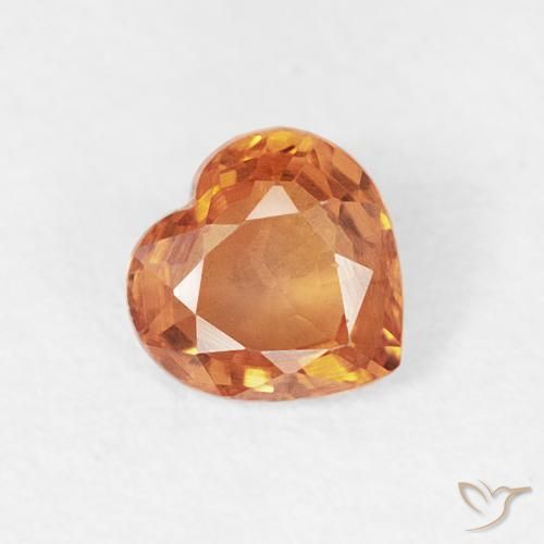 Zaffiro Arancione Ambra naturale da 0.41 ct, Cuore, VVS-VS