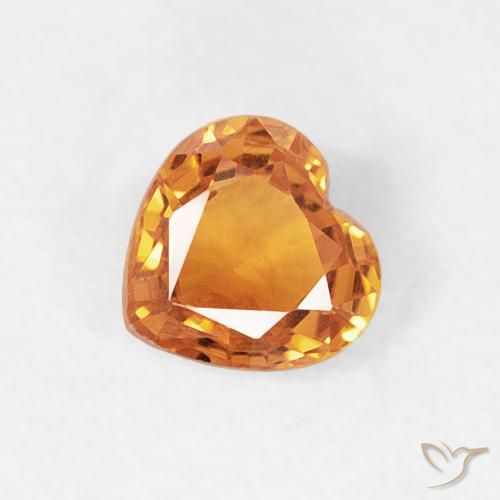 0.43ct Naturale Arancio Medio Zaffiro, Cuore, VVS-VS