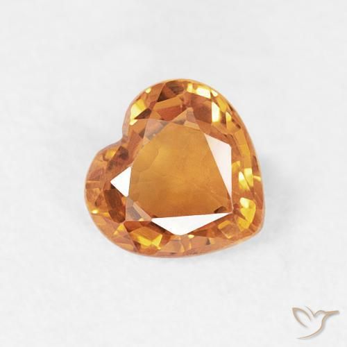 Zaffiro Arancio Medio naturale da 0.43 ct, Cuore, VVS-VS