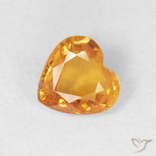 0.44ct Naturale Arancio Medio Zaffiro, Cuore, VVS-VS