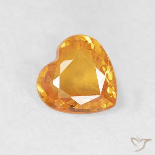 Zaffiro Arancio Medio naturale da 0.44 ct, Cuore, VVS-VS