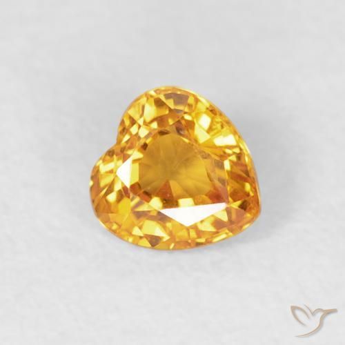 Zaffiro Arancio-Oro naturale da 0.40 ct, Cuore, VVS-VS