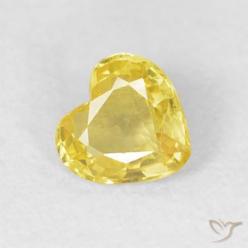 Zaffiro Giallo medio naturale da 0.43 ct, Cuore, VVS-VS