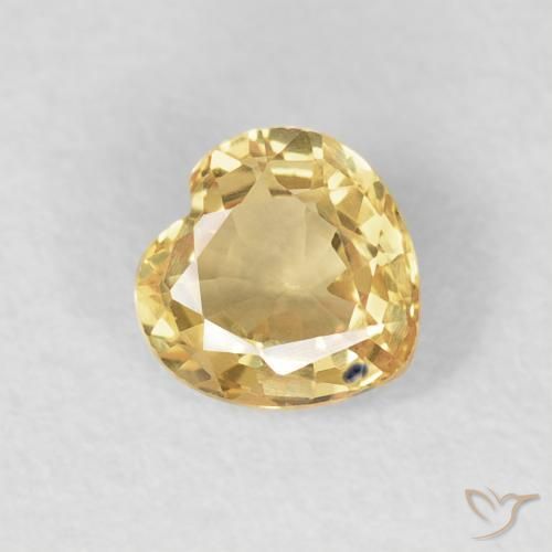 Zaffiro Giallo chiaro naturale da 0.47 ct, Cuore, VVS