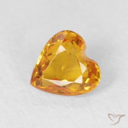 0.51ct Naturale Medium Light-Orange Zaffiro, Cuore, VVS-VS