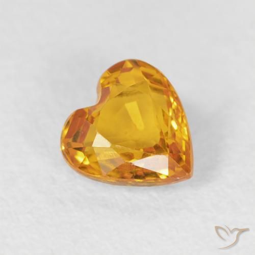 Zaffiro Medium Light-Orange naturale da 0.51 ct, Cuore, VVS-VS