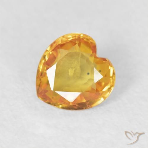 0.41ct Naturale Arancio Medio Zaffiro, Cuore, VVS-VS
