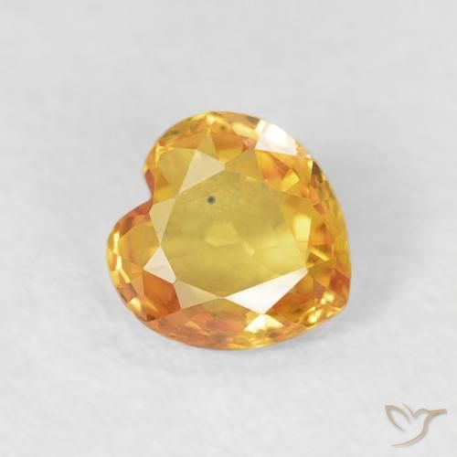 Zaffiro Arancio Medio naturale da 0.41 ct, Cuore, VVS-VS