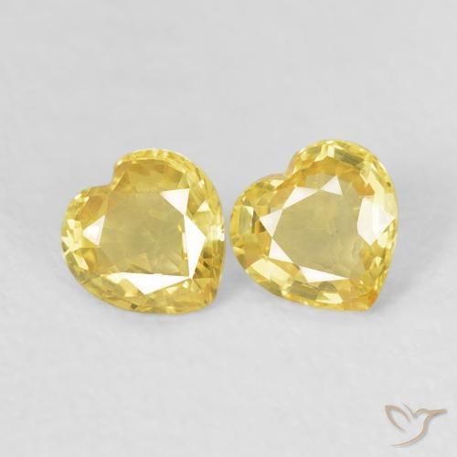 Gemme di Zaffiro Giallo naturale da 0.82 ct, Cuore, VVS-VS