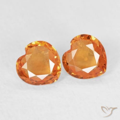 Gemme di Zaffiro Arancio Medio naturale da 0.66 ct, Cuore, VVS-VS