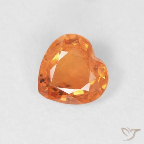 0.43ct Naturale Arancione brillante Zaffiro, Cuore, VS