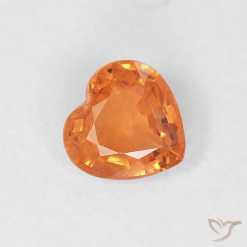 Zaffiro Arancione brillante naturale da 0.43 ct, Cuore, VS
