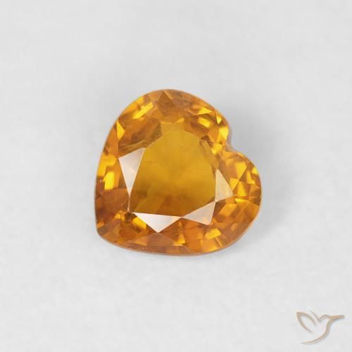 Zaffiro Arancione scuro naturale da 0.35 ct, Cuore, VS