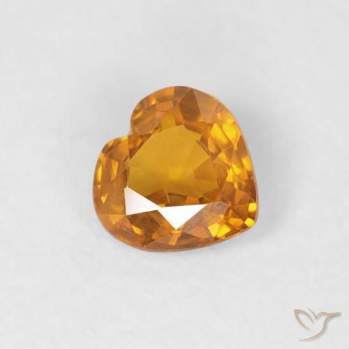 Zaffiro Arancione scuro naturale da 0.35 ct, Cuore, VS