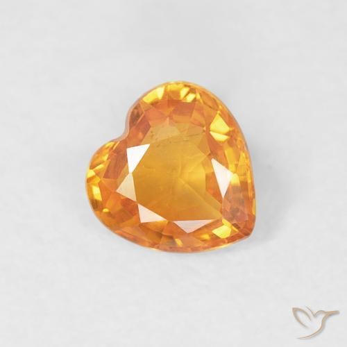 Zaffiro Arancio Medio naturale da 0.40 ct, Cuore, VS