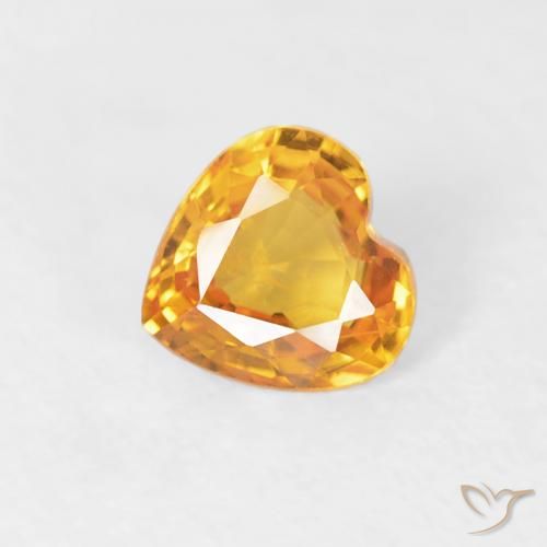 0.43ct Naturale Arancio Medio Zaffiro, Cuore, VS